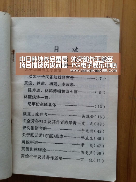 中日韩外长会重启 外交部长王毅多场合提及历史问题-PG电子娱乐中心(图1) PG电子娱乐中心